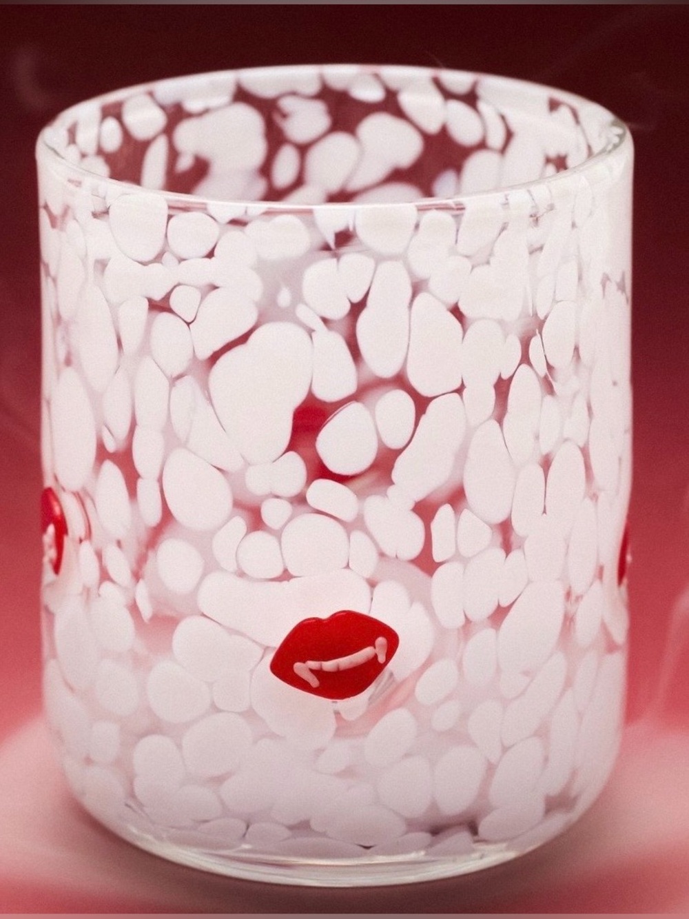 Anthropologie Vampire Fangs Icon Spatter Glass Tumbler